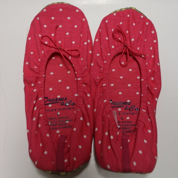 Dream&Co. Pink Polka Dot Slippers - Picture 2 of 4